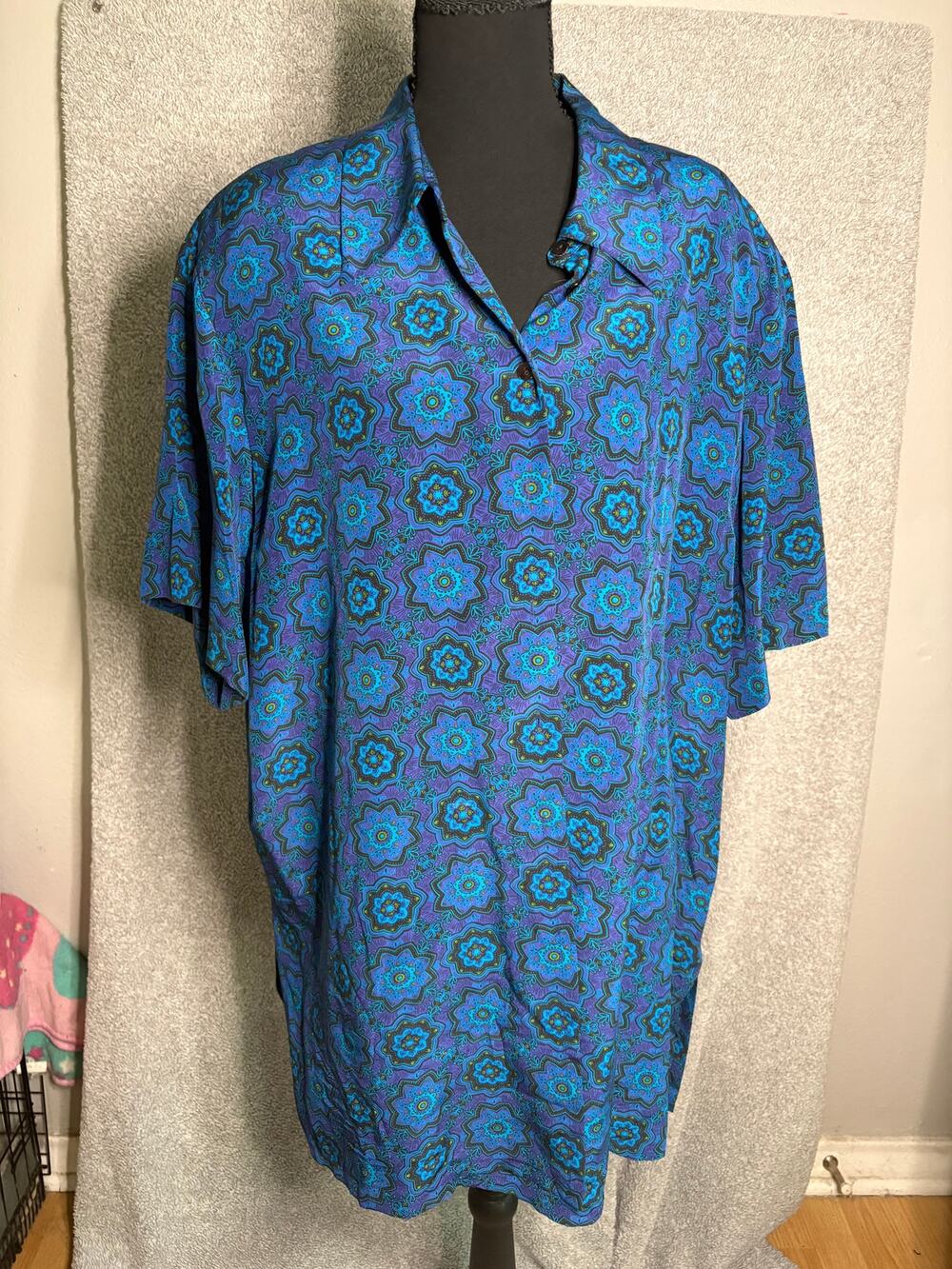 Elisabetta Liz Claiborne 90's Blue Purple Print Blouse